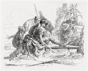 GIOVANNI B. TIEPOLO Group of 4 etchings from Vari Capricci.